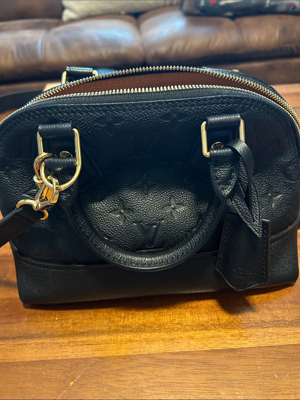 Louis Vuitton Black Monogram Empreinte Mini Handbag with Gold Hardware